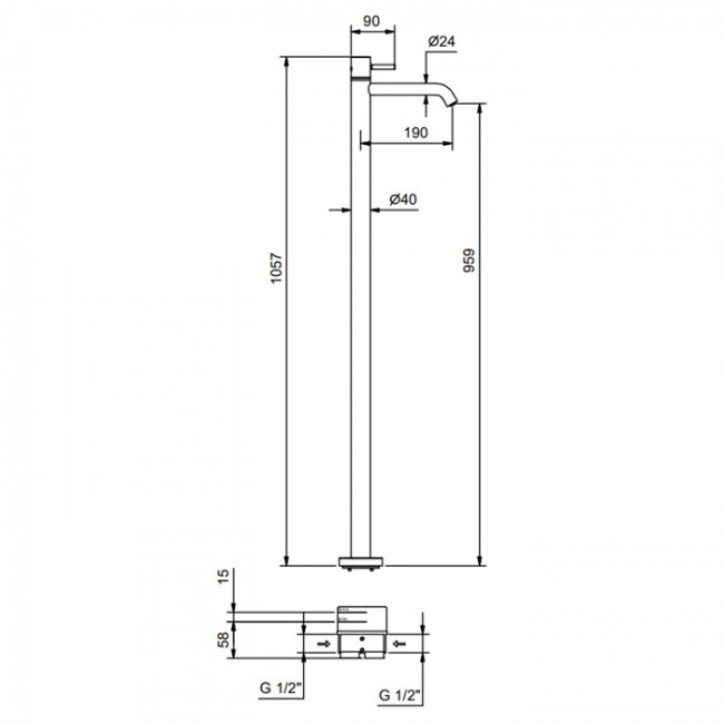 Fantini Nostromo Смеситель для раковины, напольный, цвет: хром 50 02 E836B