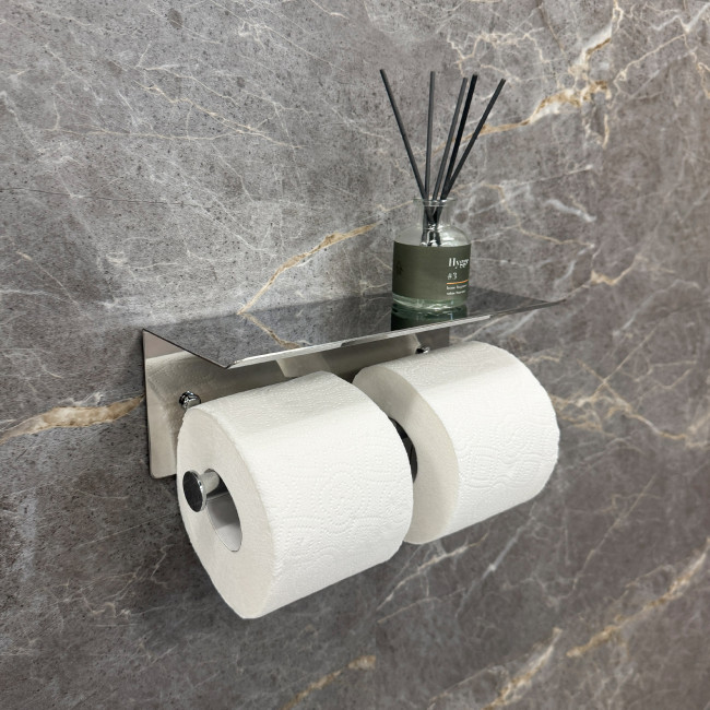 Бумагодержатель двойной с полкой для телефона Fixsen Hotel хром (FX-31011-2)