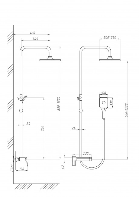 Душевая система ПРОФСАН (PSM-803-82GA)