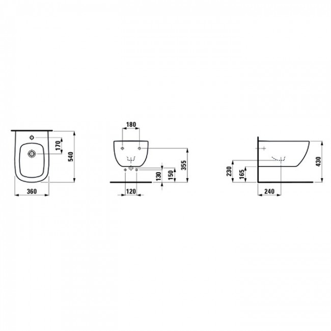 Laufen Palomba Биде подвесное 54х36х26.5см с 1 отв. под смеситель, цвет: белый
