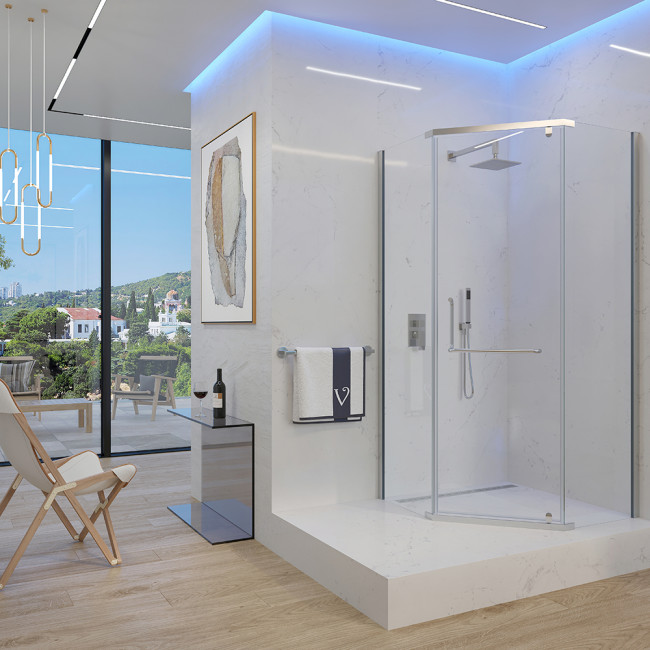 Душевой угол Veconi Rovigo RV36-90-01-C5, 900x900x1950, хром,  прозрачное