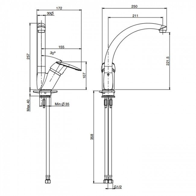 Carlo Frattini Kitchen Смеситель для кухни с двумя гибкими шлангами 370мм, цвет: хром F3207/2CR Carlo Frattini Kitchen Смеситель для кухни с двумя гибкими шлангами 370мм, цвет: хром F3207/2CR