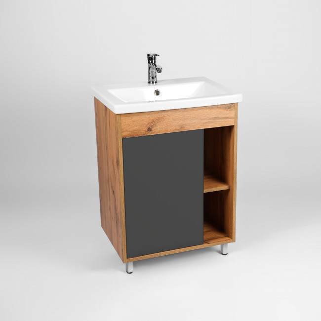 Тумба VIANT "Бостон" 1 ств графит 380х460х820 под раковину .S-UM-COM50/1-w (COMO 50) (VBOS50COG-T1ST)