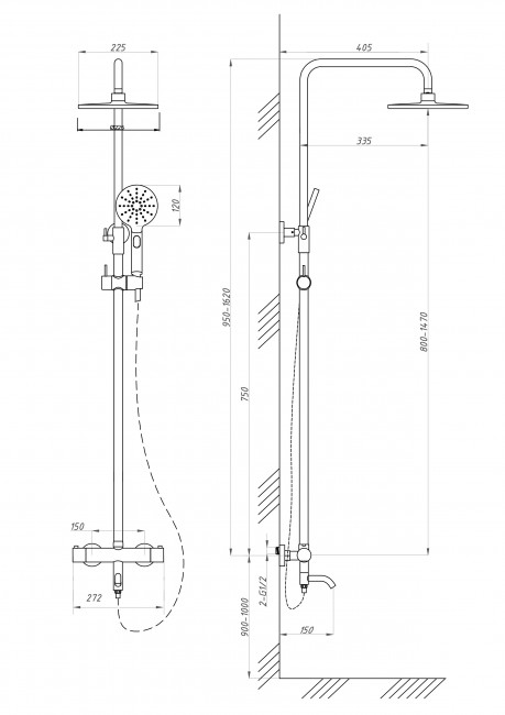 Душевая система с термостатом ПРОФСАН (PSM-805-81CH)