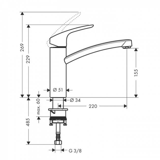 Hansgrohe Focus, Смеситель для кухни, Цвет: сталь 31806800 Hansgrohe Focus, Смеситель для кухни, Цвет: сталь 31806800