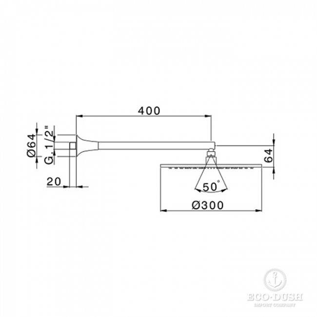 Cisal Vita Верхний душ с настенным держателем L=40cм D=30cм, цвет: черный матовый Cisal Vita Верхний душ с настенным держателем L=40cм D=30cм, цвет: черный матовый