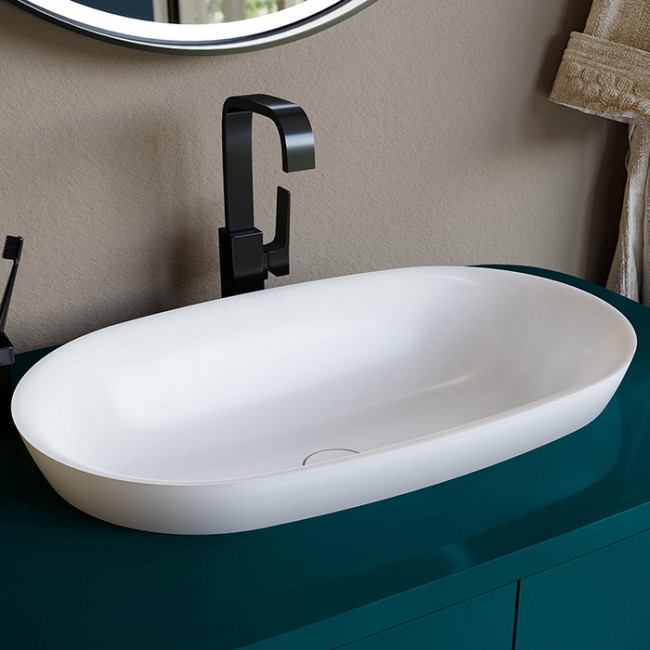 Salini Marea Раковина накладная 64.5х38.7х16см, без отв., без перелива, S-Stone, цвет: белый матовый