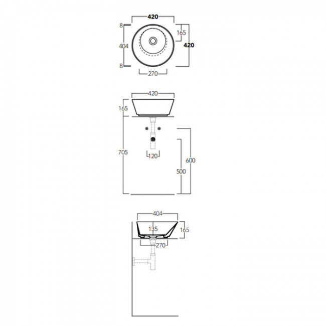 Simas Wave Раковина-чаша 42х42х16.5 см, без отв., цвет: белый WA01 bi*0