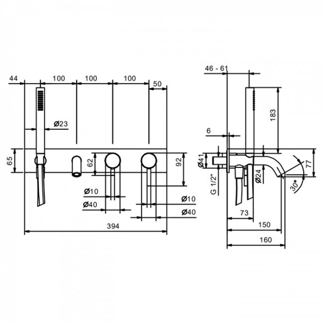 Fantini Nostromo Смеситель для ванны, встраиваемый, цвет: нержавеющая сталь 50 93 E820B