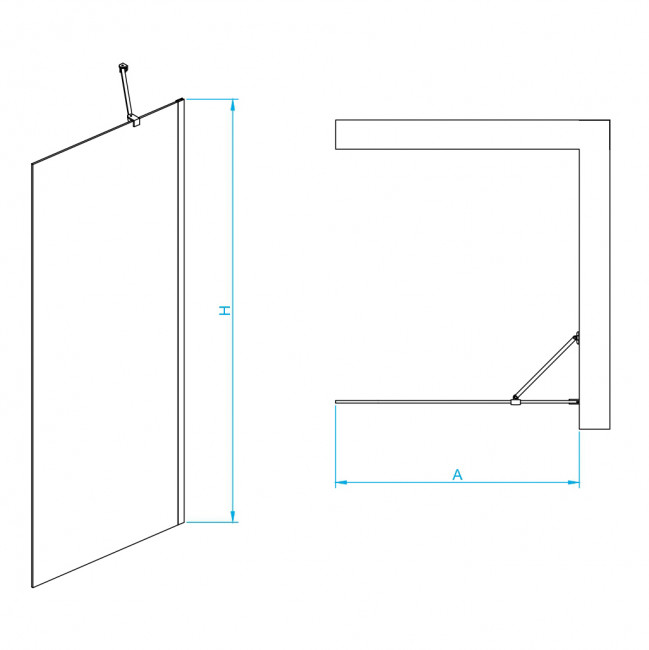 Перегородка для душа RGW WA-102B 800 мм Черный/Прозрачное