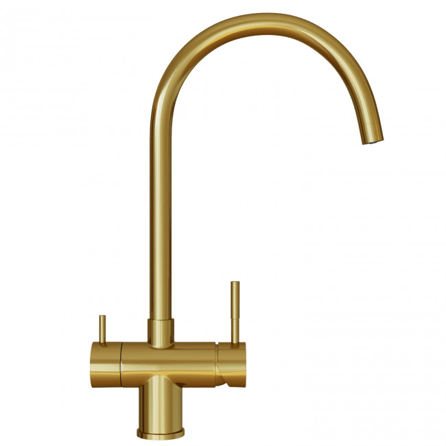 Смеситель для кухни 35k MIXLINE MLSS-0326G трубчатый излив, подкл.к фильтру, ЗОЛОТО (553827)