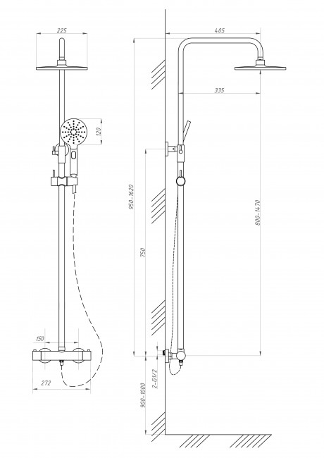 Душевая система с термостатом ПРОФСАН (PSM-805-88CH)