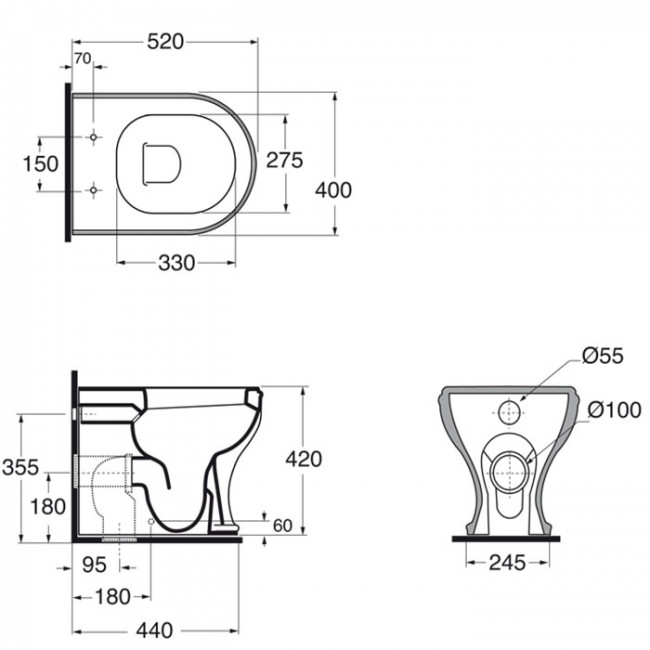 AZZURRA CHARME унитаз напольный 52х40см, слив универсальный, цвет: белый