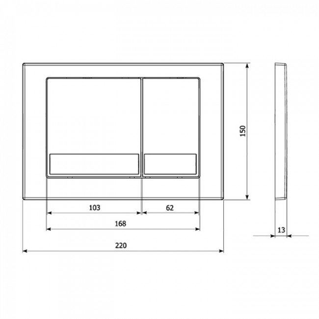 Кнопка смыва Veconi Square VFS-WH, 150х220х13, пластик, белый