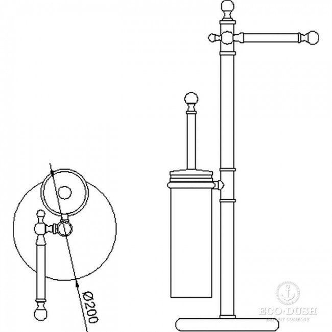 CISAL Arcana Напольная стойка с ершиком и держателем т/б, цвет: золото