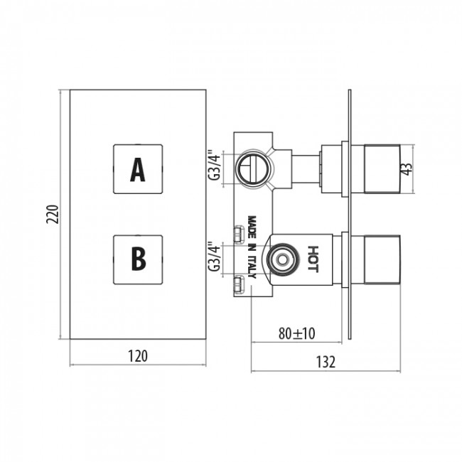 Gattoni Termostatici Термостатический встраиваемый смеситель для душа на 1 источник, цвет: хром