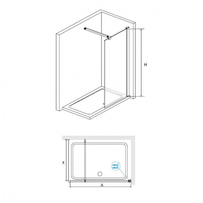 Перегородка для душа RGW WA-001 1200 мм Хром/Прозрачное