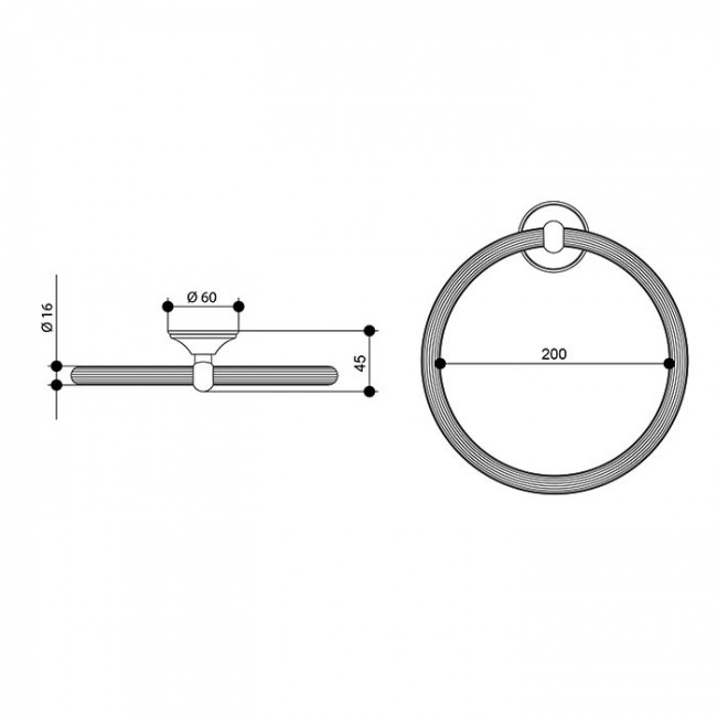 Bongio Fleur, Полотенцедержатель-кольцо 20см., подвесной,  цвет: золото 24к.