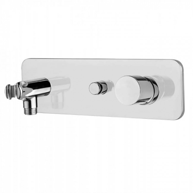 Bossini Z005360.030 Oki Смеситель для душа с девиатором на 2 выхода и держатель с водорозеткой, соединение на 1/2”, цвет: хром Bossini Z005360.030 Oki Смеситель для душа с девиатором на 2 выхода и держатель с водорозеткой, соединение на 1/2”, цвет: хром