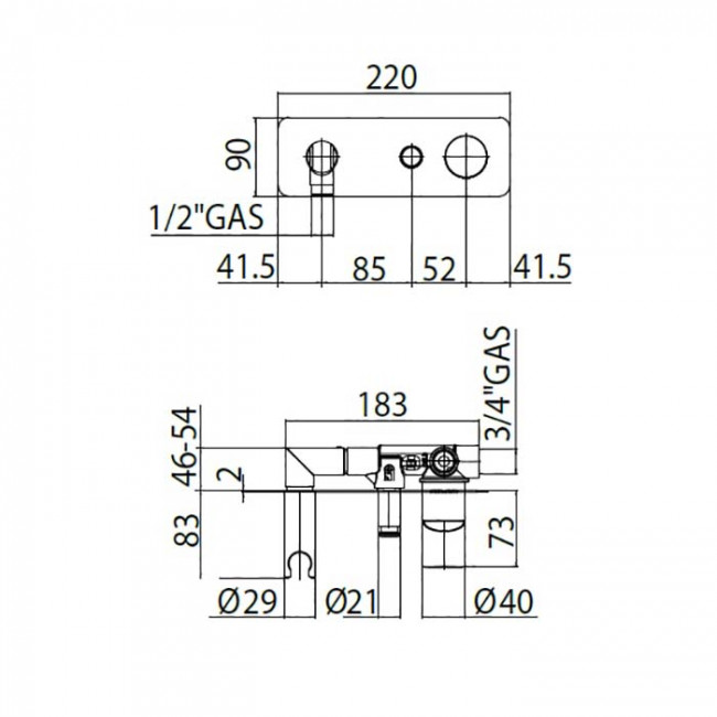Bossini Z005360.030 Oki Смеситель для душа с девиатором на 2 выхода и держатель с водорозеткой, соединение на 1/2”, цвет: хром Bossini Z005360.030 Oki Смеситель для душа с девиатором на 2 выхода и держатель с водорозеткой, соединение на 1/2”, цвет: хром