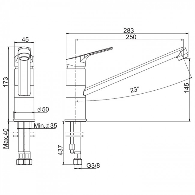 Carlo Frattini Kitchen Смеситель для кухни с двумя гибкими шлангами 370мм, цвет: хром F3797CR