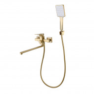 Смеситель Prohanss для ванны и душа универсальный поворотный излив 30 см, золотой сатин (P62.22.03)
