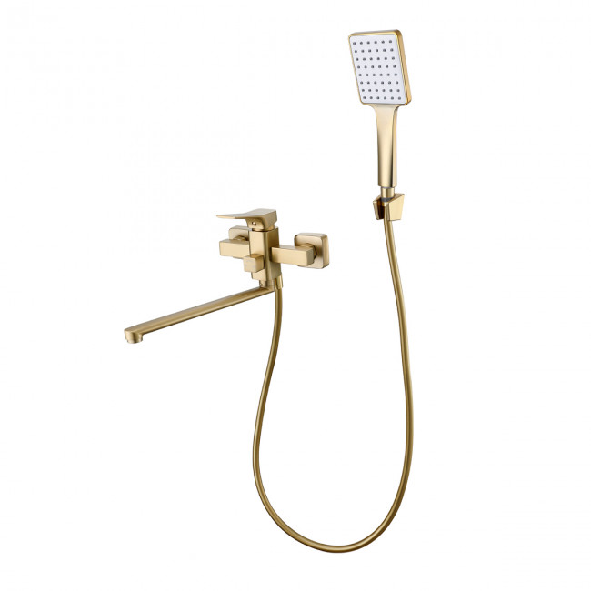 Смеситель Prohanss для ванны и душа универсальный поворотный излив 30 см, золотой сатин (P62.22.03) Смеситель Prohanss для ванны и душа универсальный поворотный излив 30 см, золотой сатин (P62.22.03)