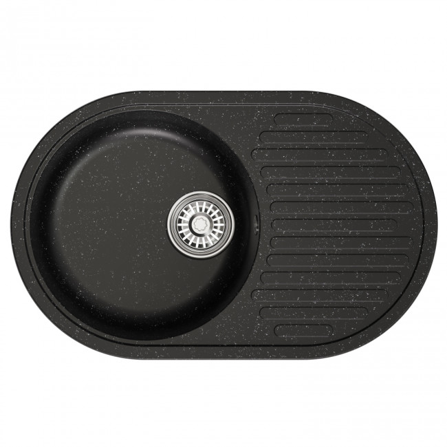 Мойка MIXLINE ML-GM16 овальная с крылом, черная 730*460*180мм (551926) Мойка MIXLINE ML-GM16 овальная с крылом, черная 730*460*180мм (551926)