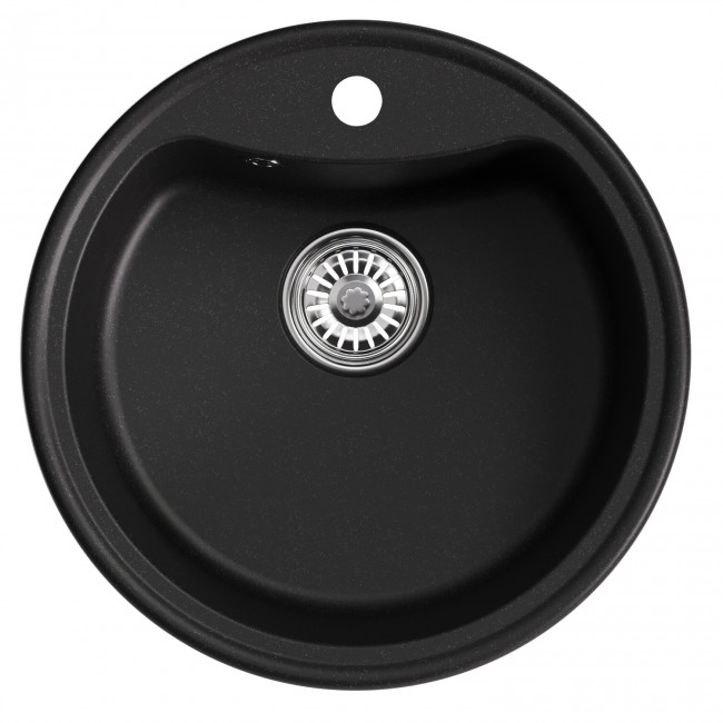 Мойкa MIXLINE ML-GM09 круглая  ультра-черная  (344) 510 мм (глуб. чаши 190) NEW (551805)