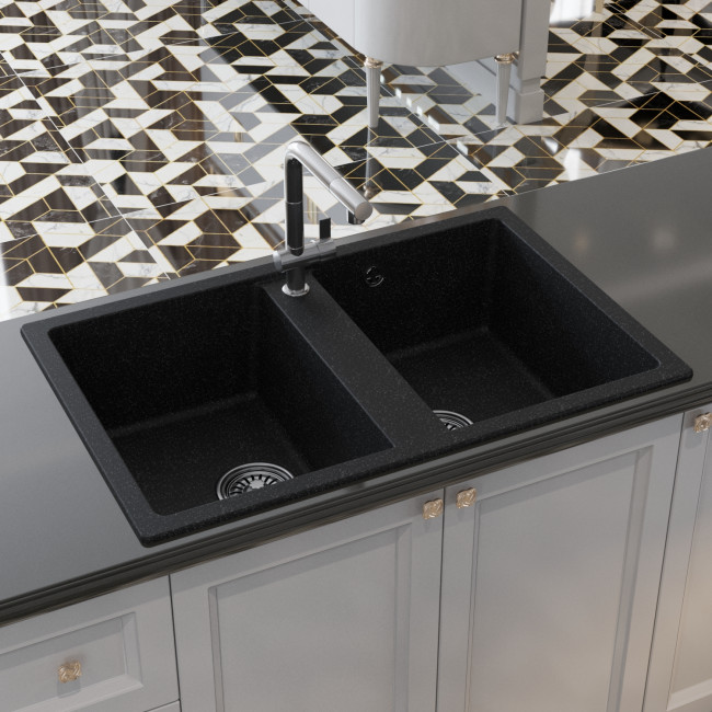 Мойка MIXLINE ML-GM23 двухчашевая черная (308) 770*500*190мм NEW (552037) Мойка MIXLINE ML-GM23 двухчашевая черная (308) 770*500*190мм NEW (552037)