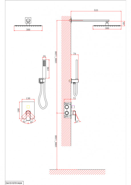 Душевая система D&K встраиваемая Bayern.Liszt (DA1515701A04)