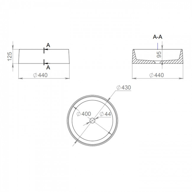 Salini Gloria Раковина накладная 44х44х12.5cм, без отв., без перелива, S-Stone, цвет: белый матовый