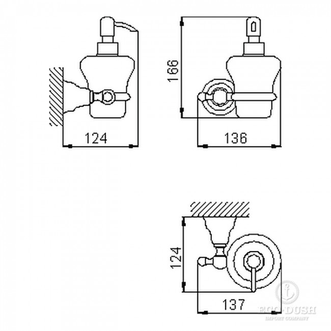CISAL Arcana Дозатор подвесной керамический, цвет: белый/золото CISAL Arcana Дозатор подвесной керамический, цвет: белый/золото