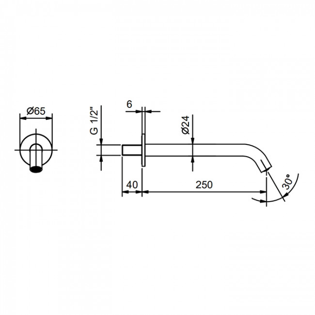 Fantini Nostromo Излив для раковины 25см., настенный, цвет: черный матовый