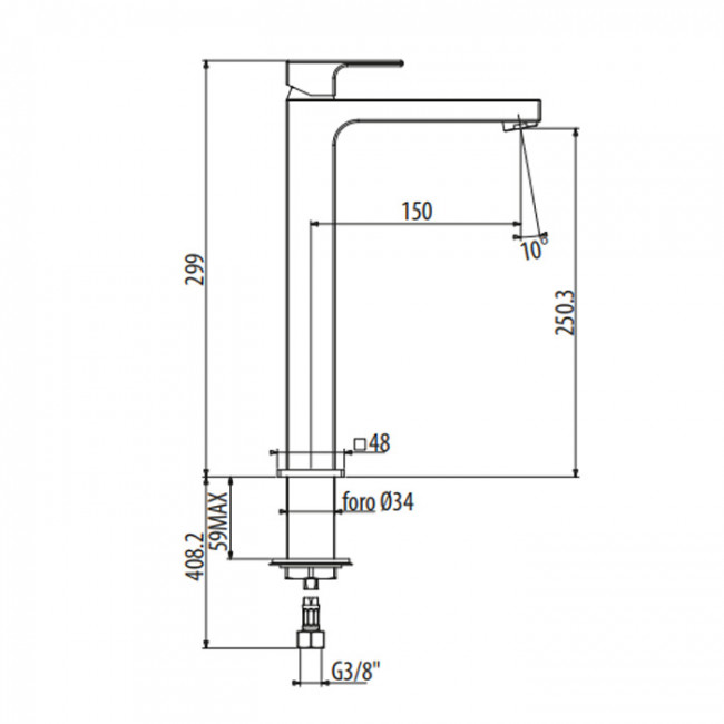 Gattoni Kubik Смеситель для раковины высокий 299 мм.излив 150мм, цвет: белый матовый Gattoni Kubik Смеситель для раковины высокий 299 мм.излив 150мм, цвет: белый матовый