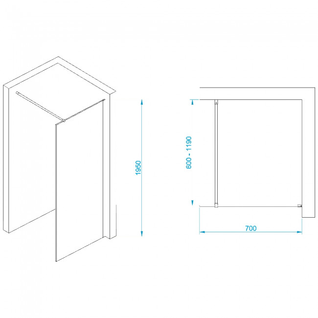 Перегородка для душа RGW WA-002 700 мм Хром/Прозрачное