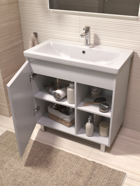 Тумба под раковину VIGO Milos 800-1-0 (Como) белый, поставляется в разобранном виде (318 белый)