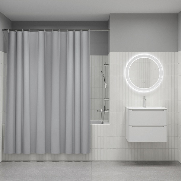 Штора для ванной, 200x180 см, PE, серый, IDDIS, P10PE18i11