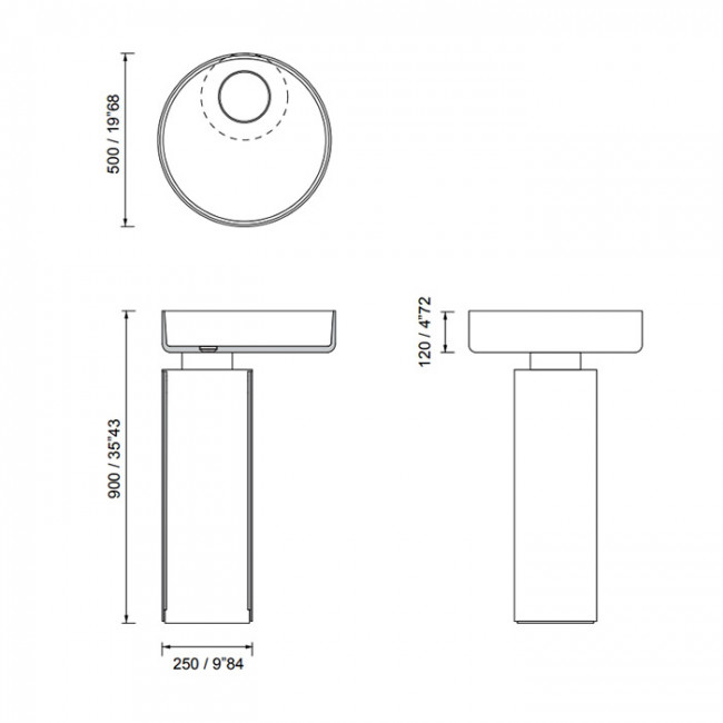 Moma Tower Oyster Раковина напольная D50х90см., без отв., цвет: White Stonage