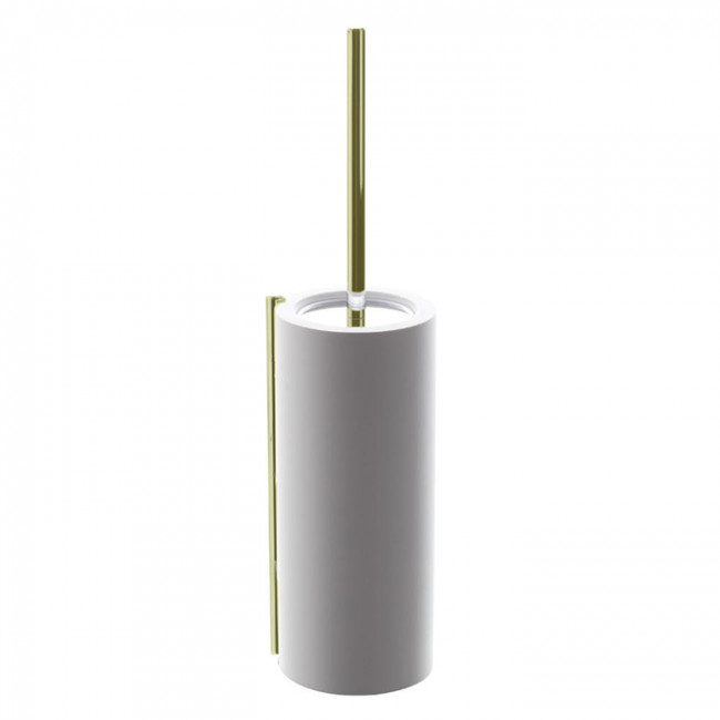 Bertocci Easy Ерш напольный из композита, отделка "тысяча строк", цвет: белый матовый/золото Bertocci Easy Ерш напольный из композита, отделка "тысяча строк", цвет: белый матовый/золото