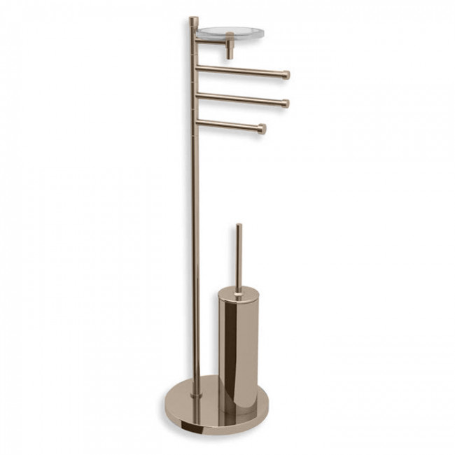 Bertocci Cinquecento Напольная стойка с ершиком и бумагодержателем, п/держателем и мыльницей, цвет: nichel mat Bertocci Cinquecento Напольная стойка с ершиком и бумагодержателем, п/держателем и мыльницей, цвет: nichel mat