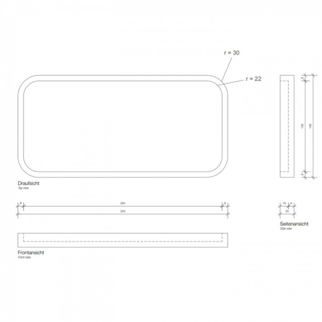 Decor Walther Stone Tab Лоток универсальный 30x14.5см, настольный, цвет: белый