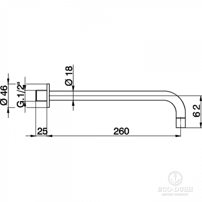 CISAL Настенный излив 260мм, цвет: хром