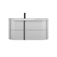 Burgbad Lavo 2.0 Комплект мебели 102х49.5х49.2см., левый, 2 ящика, раковина Velvet с сифоном, с 1 отв., ручки черные, подвесной, цвет: белый глянцевый
