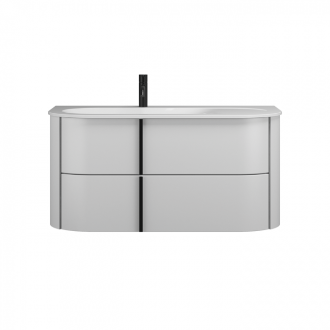 Burgbad Lavo 2.0 Комплект мебели 102х49.5х49.2см., левый, 2 ящика, раковина Velvet с сифоном, с 1 отв., ручки черные, подвесной, цвет: белый глянцевый