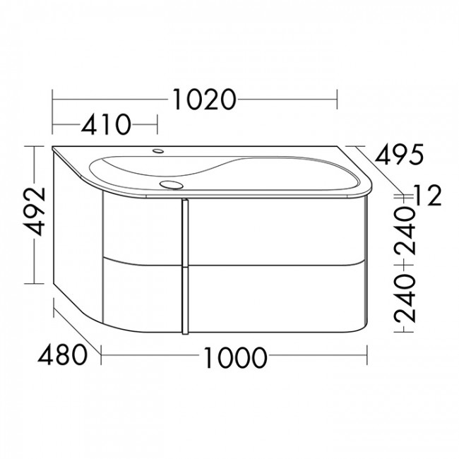 Burgbad Lavo 2.0 Комплект мебели 102х49.5х49.2см., левый, 2 ящика, раковина Velvet с сифоном, с 1 отв., ручки черные, подвесной, цвет: белый глянцевый