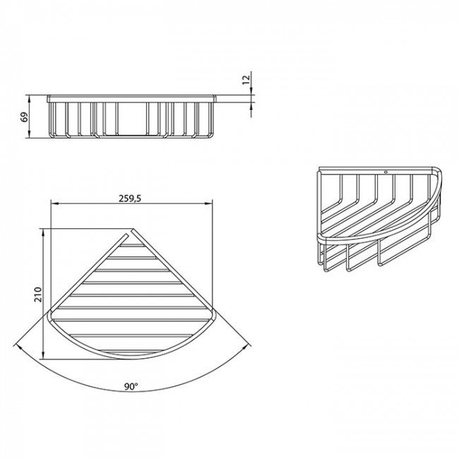 Полочка угловая Bongio Fleur, цвет: хром