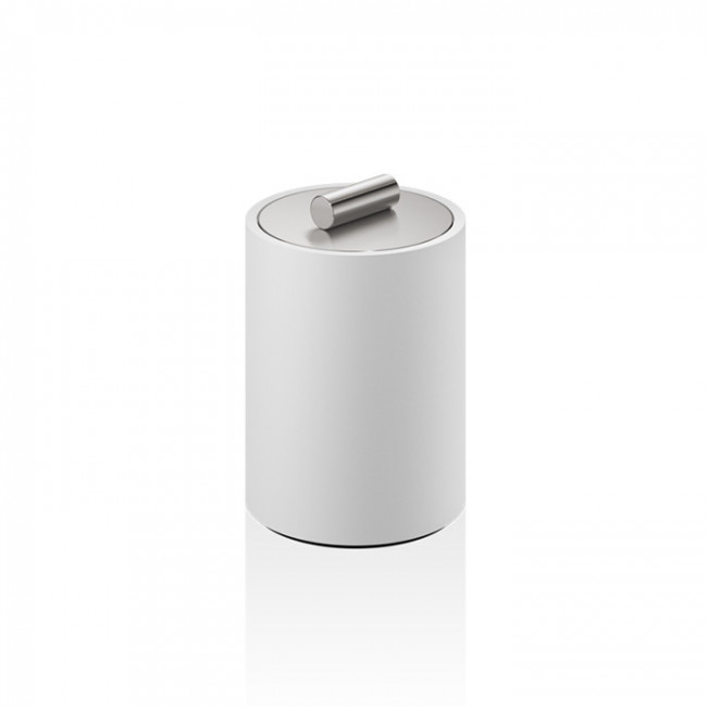 Decor Walther Stone DMD S Баночка универсальная 11x8см, с крышкой, настольная, цвет: белый / сталь матовая
