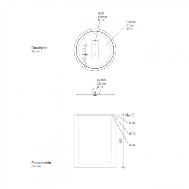 Decor Walther Stone DMD S Баночка универсальная 11x8см, с крышкой, настольная, цвет: белый / сталь матовая