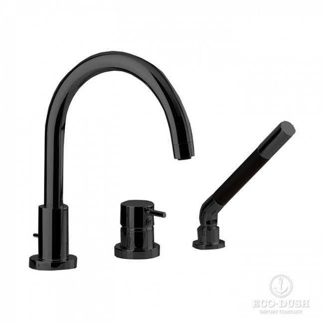 Cisal Less New Смеситель на борт ванны на 3 отв. с ручной лейкой, цвет: черный матовый